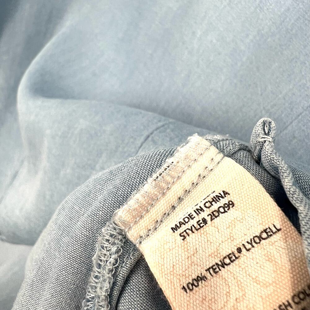 Soft Surroundings LARGE Blue Denim Chambray Long Sleeve Blouse Shirt Top Mature - Picture 7 of 8